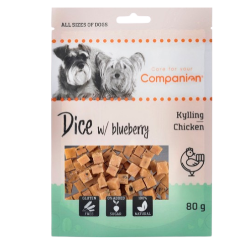 Companion dice with blueberries & chicken