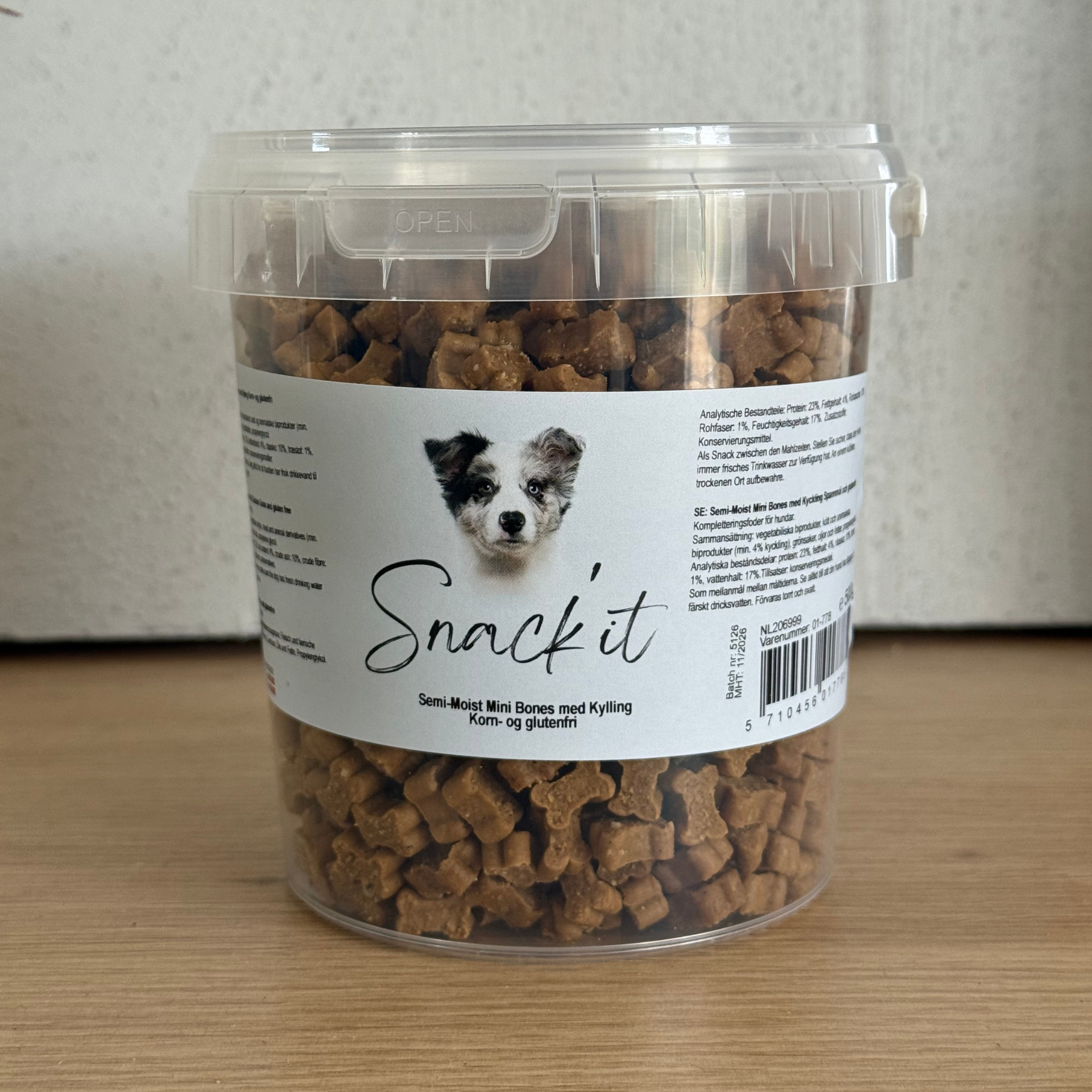 Snack'it Semi-Moist Mini Bones m. Kylling 500g